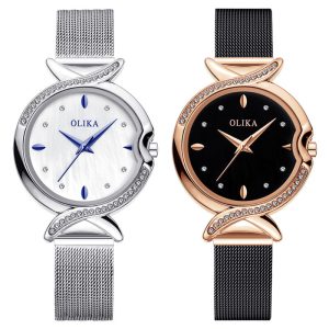 OLIKA 30m Waterproof Ladies Watch Real Fritillary Face Fish Tail Diamond