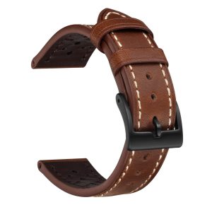Retro Oil Flower Beads Hole Top Layer Leather Watch Strap