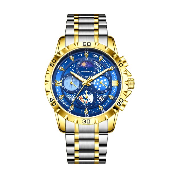 Gold Steel Belt - Gold Shell Blue Surface