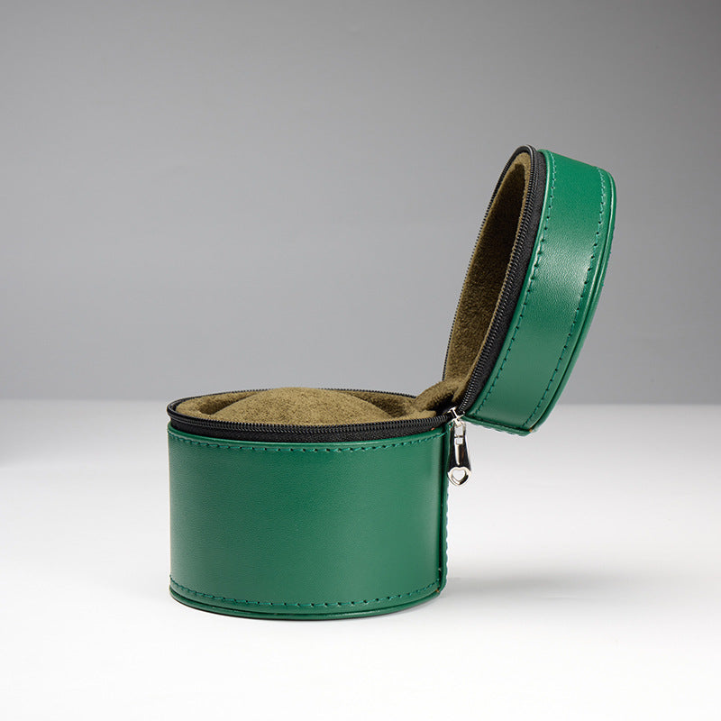 Round PU Leather Travel Portable Watch Storage Case