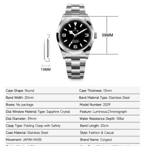 Corgeut 6002L NH35 Movement Sapphire Mirror 200m waterproof