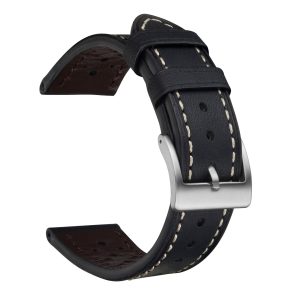 Retro Oil Flower Beads Hole Top Layer Leather Watch Strap
